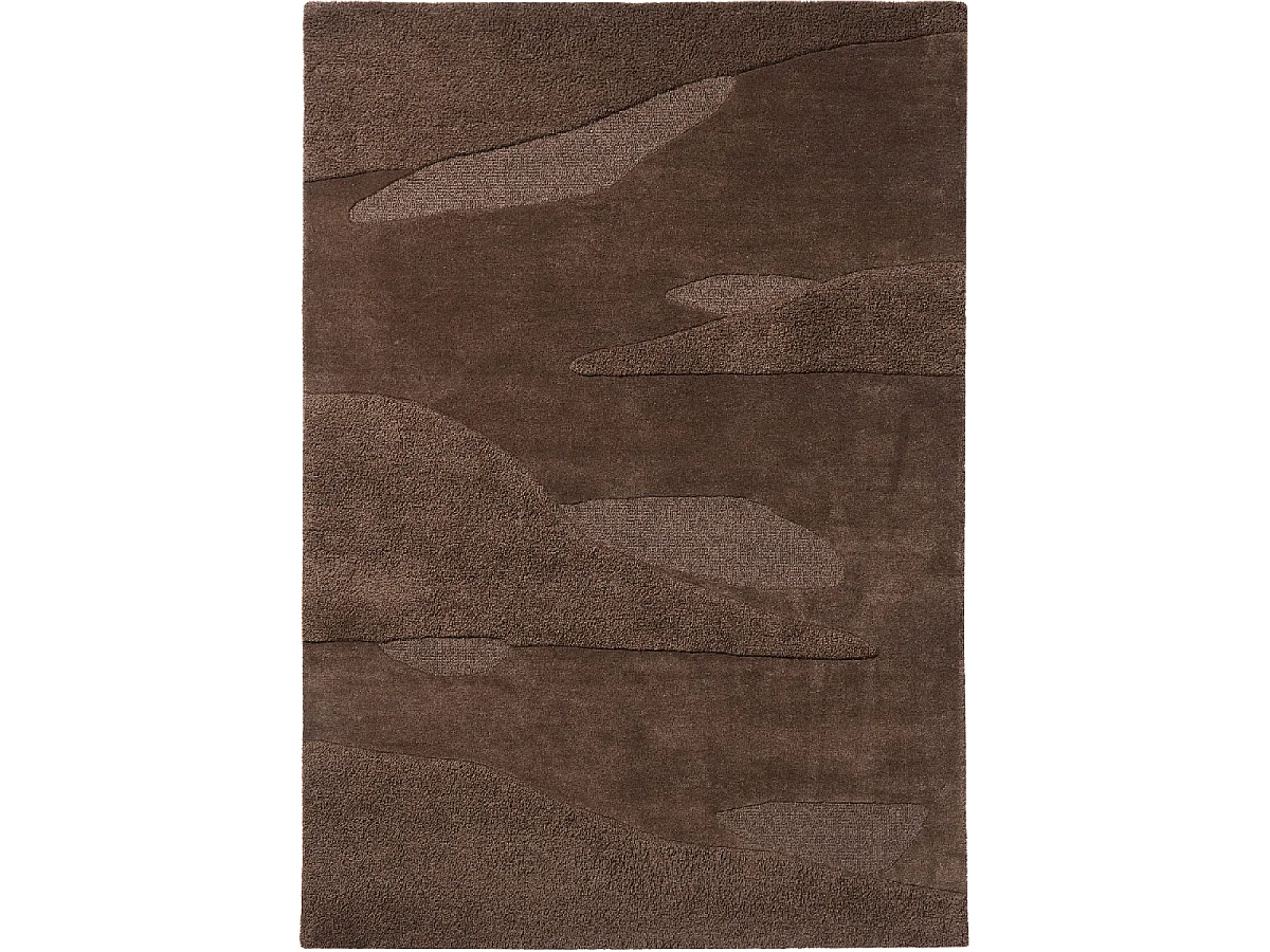 tapis open space 200x280 fait à la main en laine marron rectangle motif faux uni