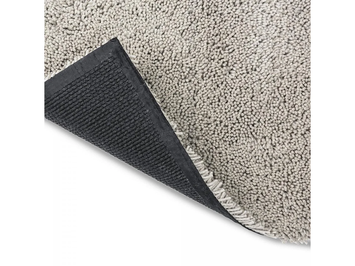 Tapis longs poils shaggy 170x240 rectangle tissé gris en laine motif faux uni