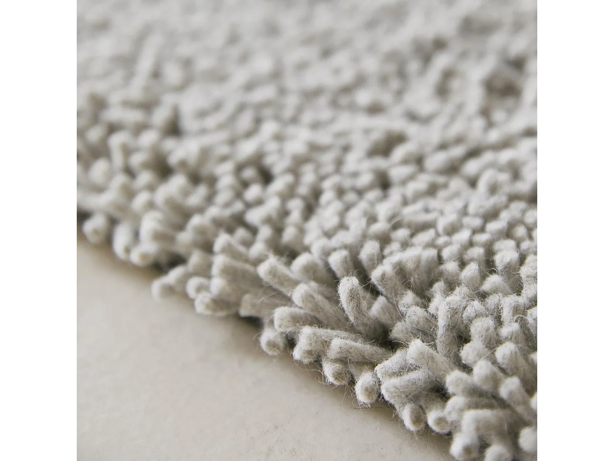 Tapis longs poils shaggy 170x240 rectangle tissé gris en laine motif faux uni