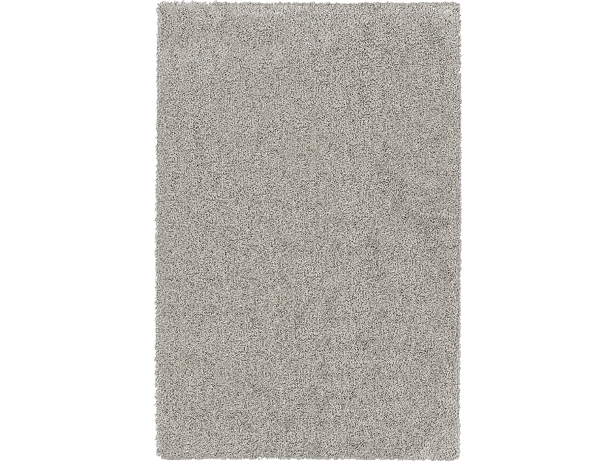 Tapis longs poils shaggy 170x240 rectangle tissé gris en laine motif faux uni