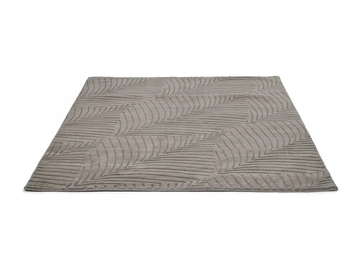 tapis salon 200x280 fait à la main en laine gris rectangle motif faux uni FOLIA