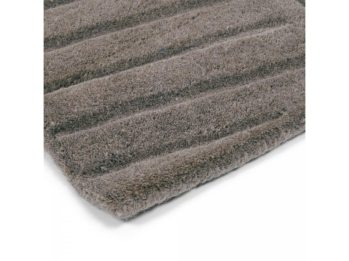 tapis salon 200x280 fait à la main en laine gris rectangle motif faux uni FOLIA