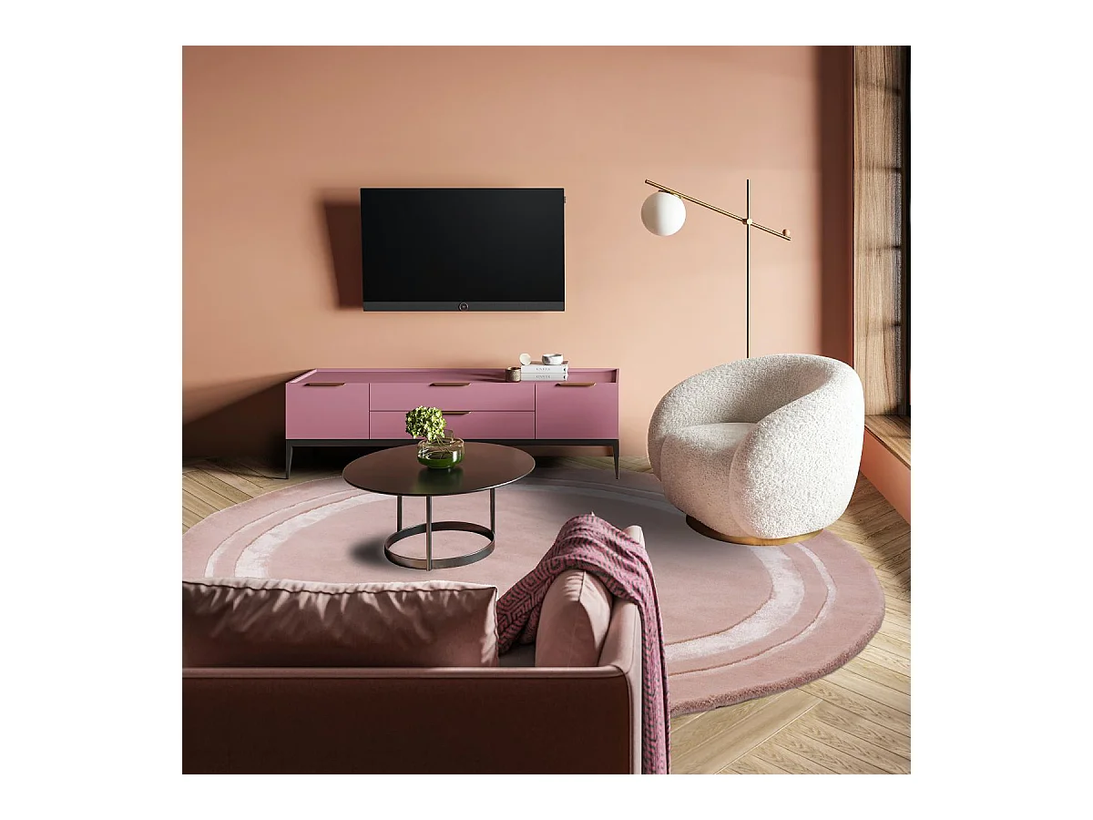 Tapis rond Ø200cm fait main en laine motif simple pour salon REDOOK