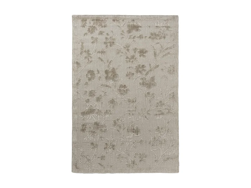 tapis chambre 140x200 fait main en bambou beige rectangle motif floral RYE