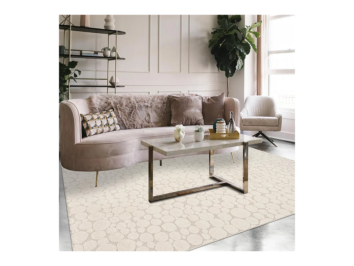Tapis salon GALAI 120x160 cm Crème - Tapis Chambre doux et soyeux