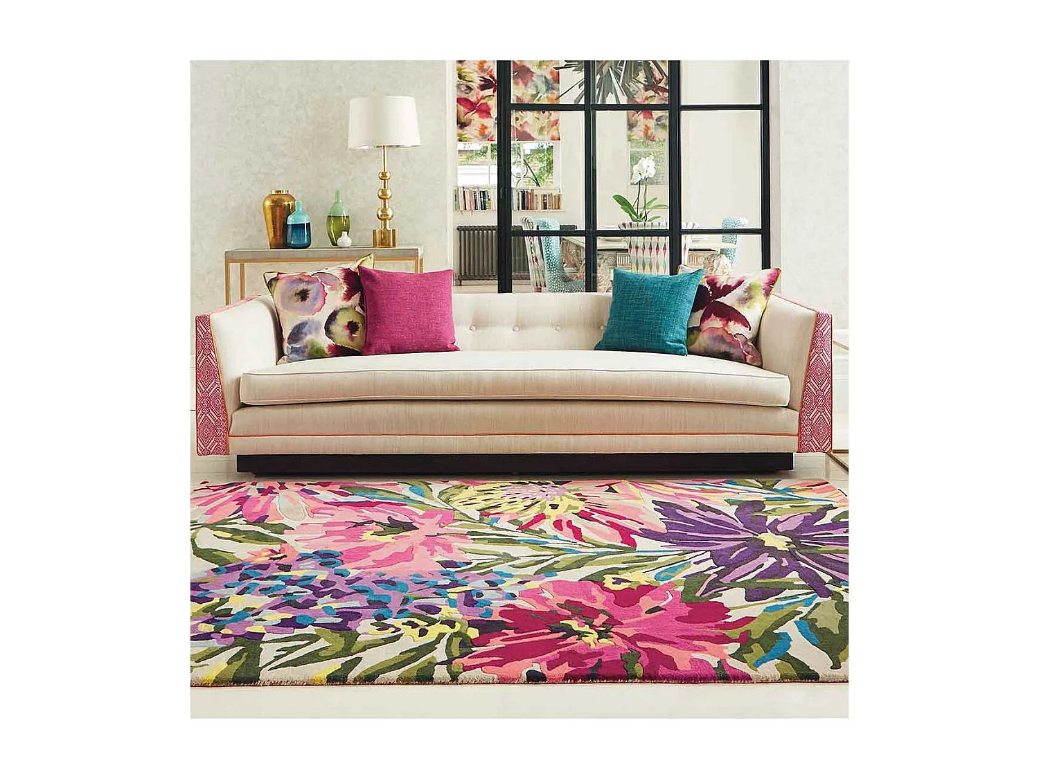 Tappeto da soggiorno e camera da letto fatto a mano in lana a fantasia floreale FLOREALE