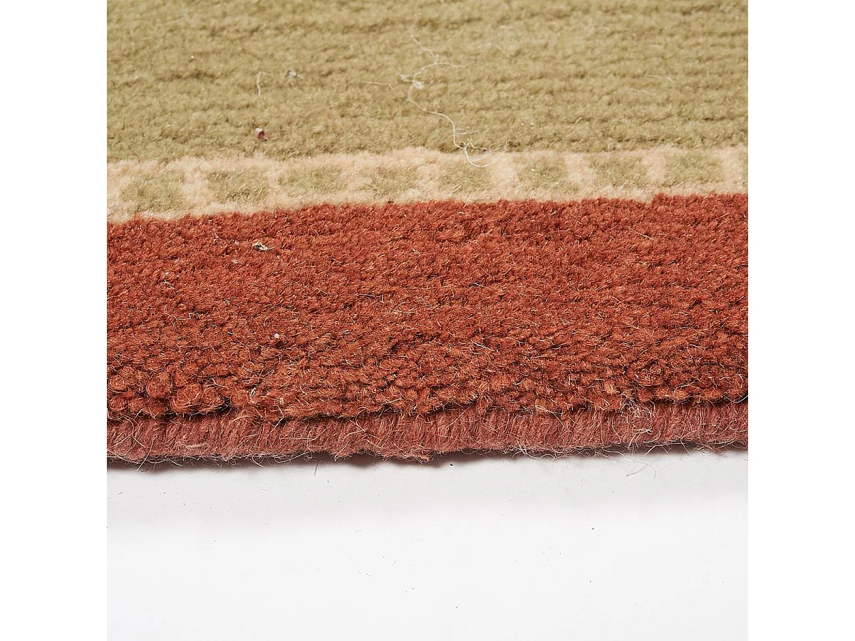 tapis salon 170x240 fait main en laine beige et marron motif géométrique