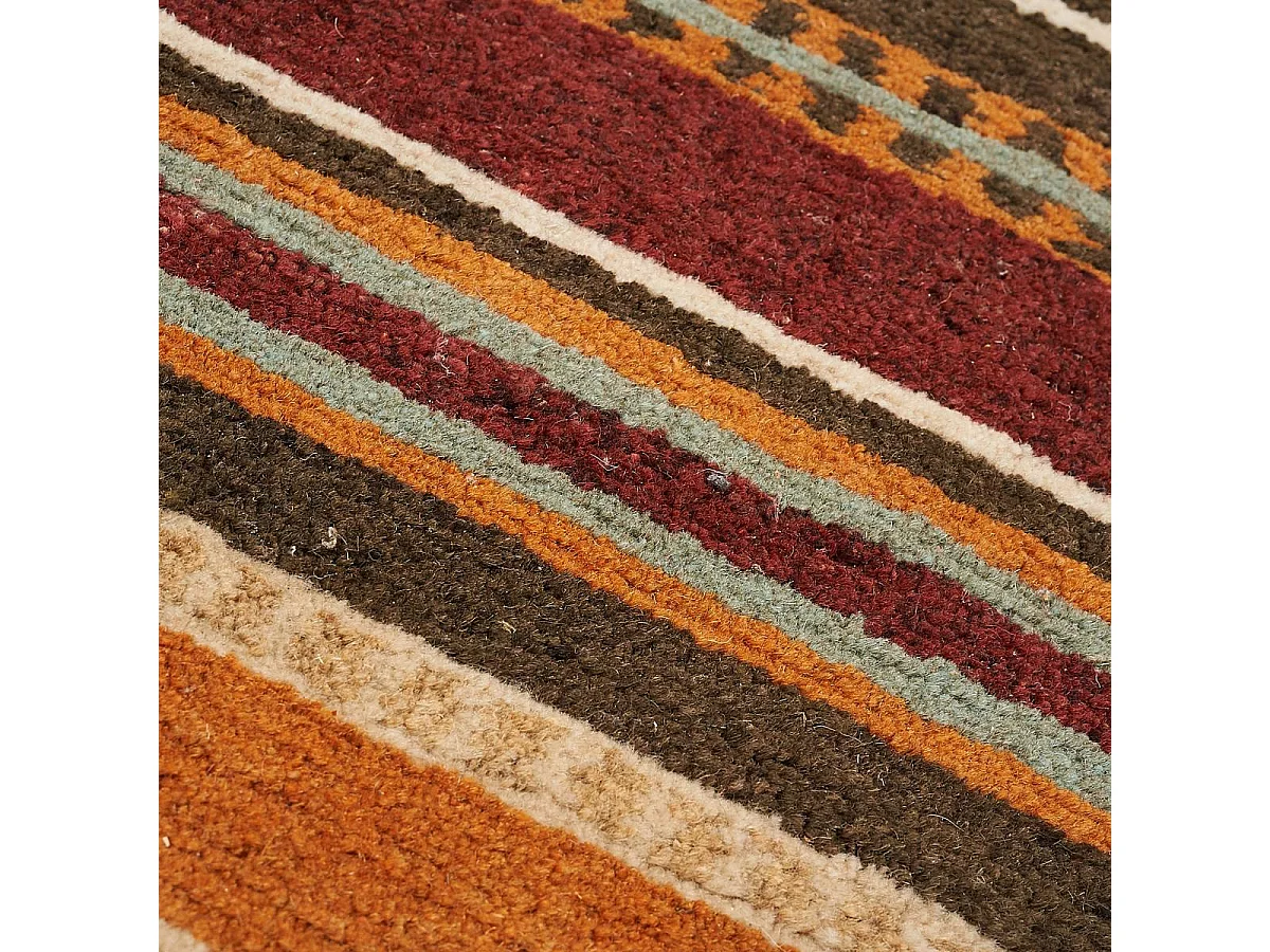 tapis salon 170x240 fait main en laine beige et marron motif géométrique