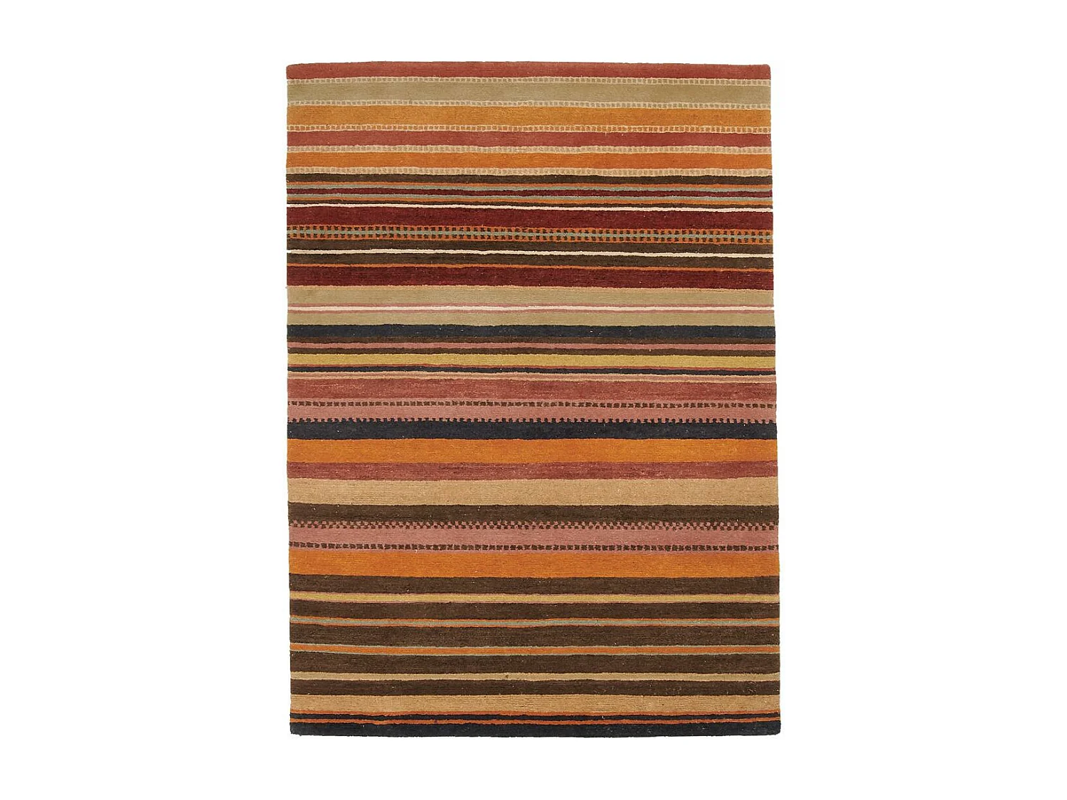 tapis salon 170x240 fait main en laine beige et marron motif géométrique