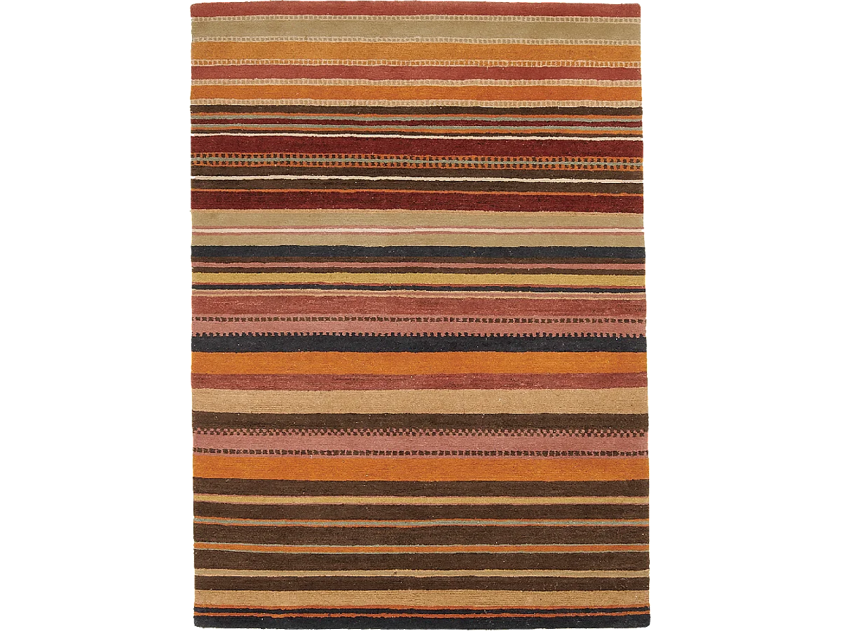 tapis salon 170x240 fait main en laine beige et marron motif géométrique