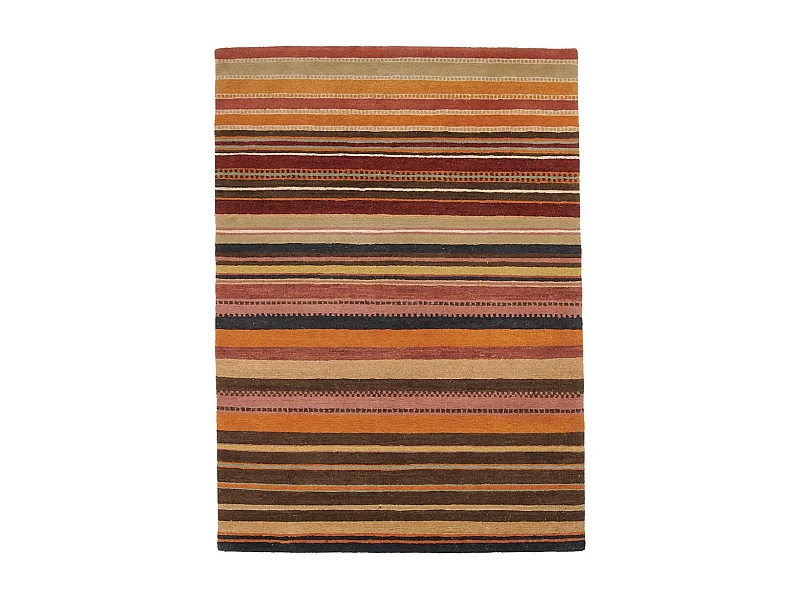 tapis salon 170x240 fait main en laine beige et marron motif géométrique