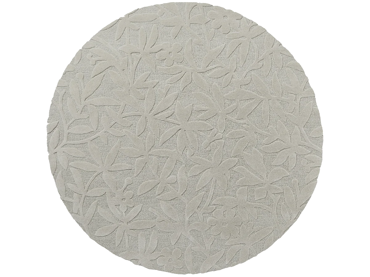 Tapis rond Ø200cm fait main en laine motif floral pour salon CLEAVERS