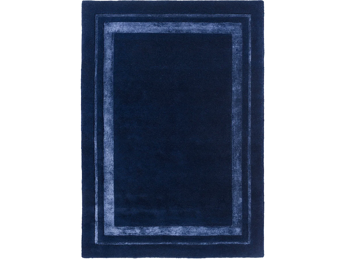 tapis grand salon 250x350 fait main en laine bleu rectangle motif simple REDOOK