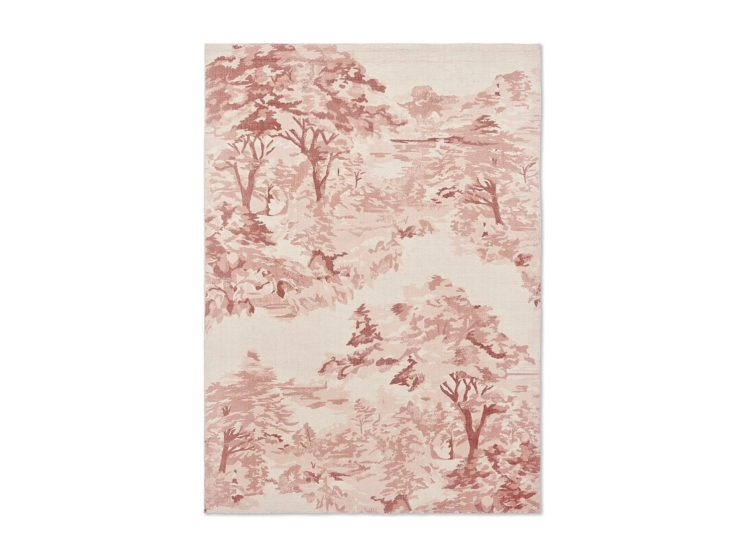 tapis entrée 140x200 fait à la main en coton rose rectangle motif floral