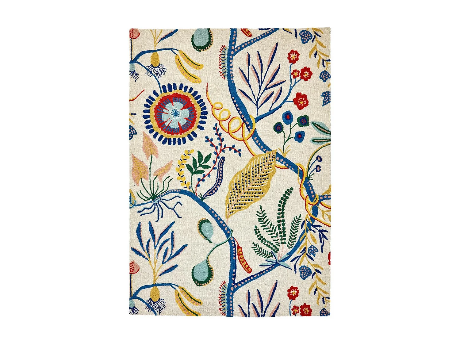 tappeto per camera da letto 200x280 realizzato a mano in lana multicolore con motivo floreale rettangolare