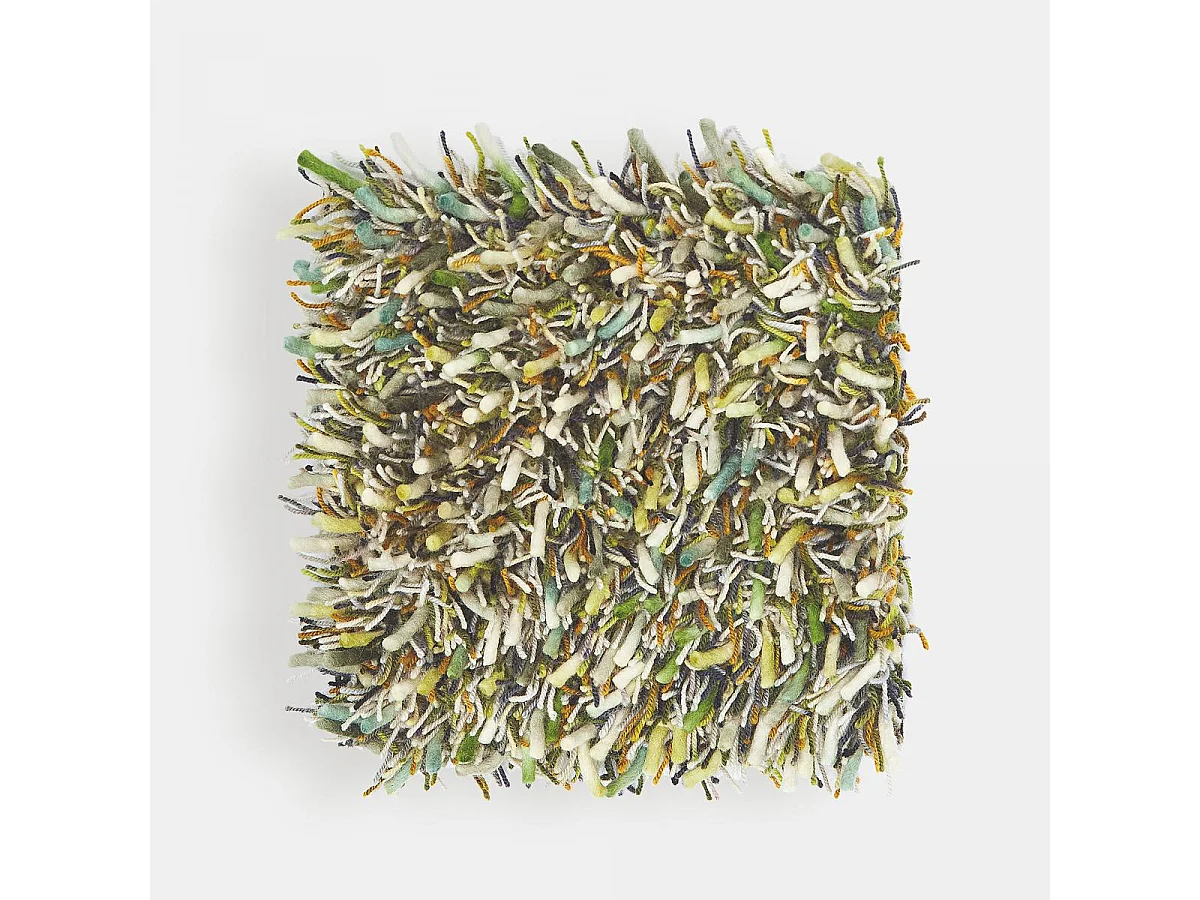 Tapis shaggy 200x300 rectangle tissé vert en laine motif faux uni SPRING