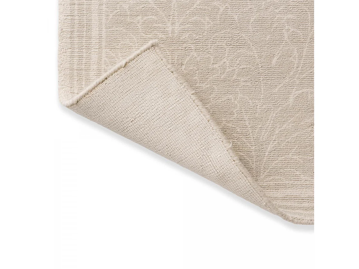 tapis salle à manger 170x240 fait main en coton beige rectangle motif floral