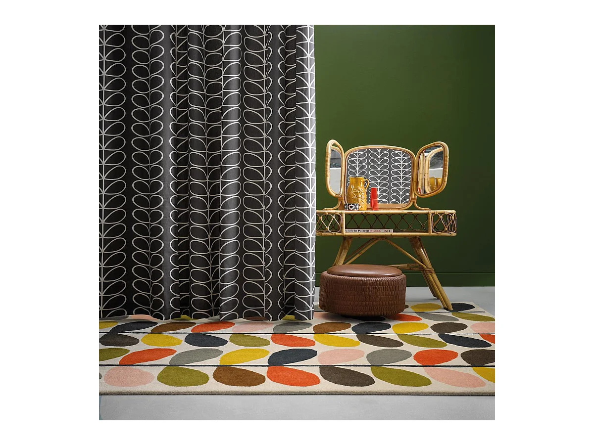 tapis salle à manger 250x350 fait à la main en laine crème et orange