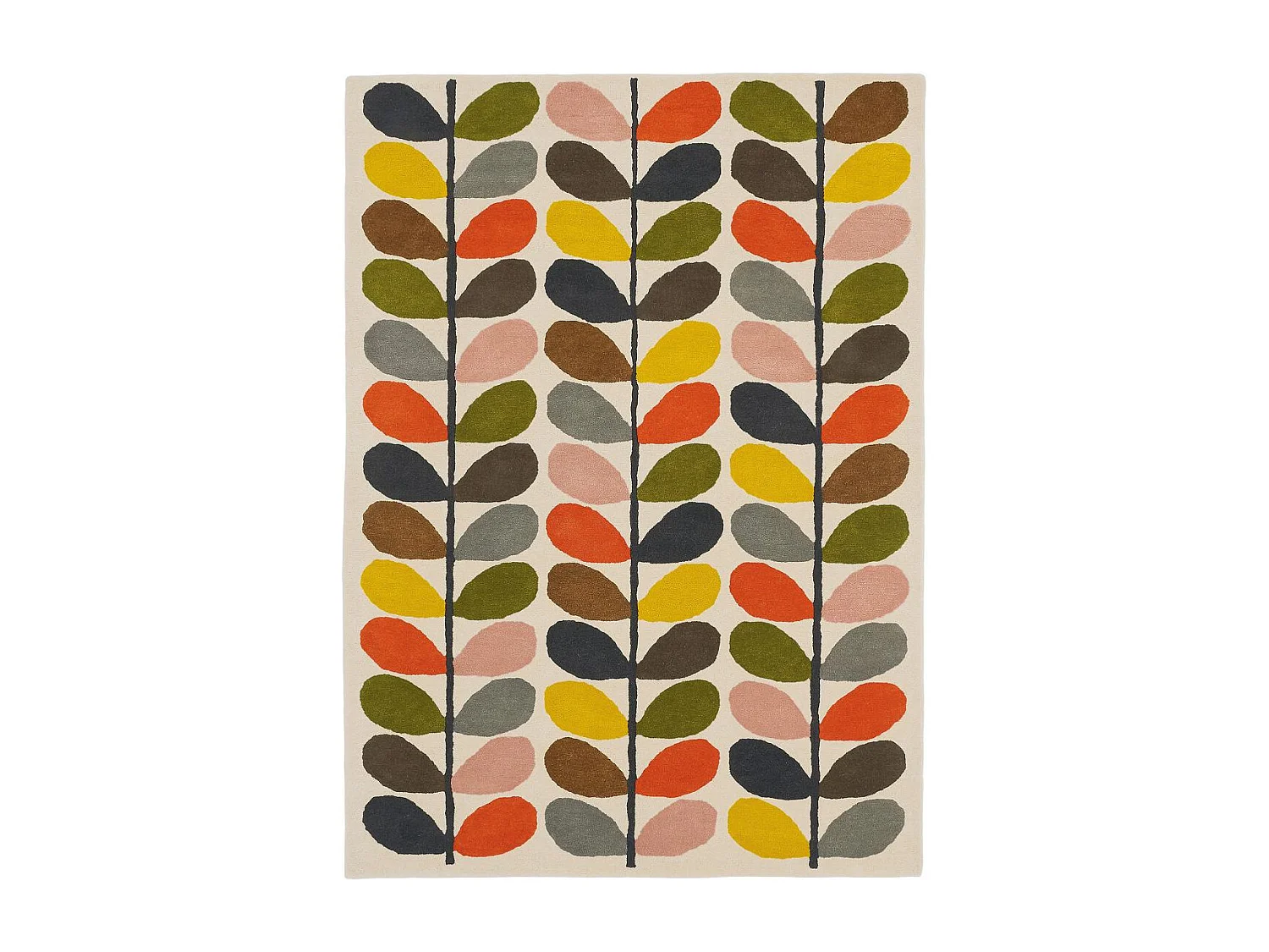 tapis salle à manger 250x350 fait à la main en laine crème et orange