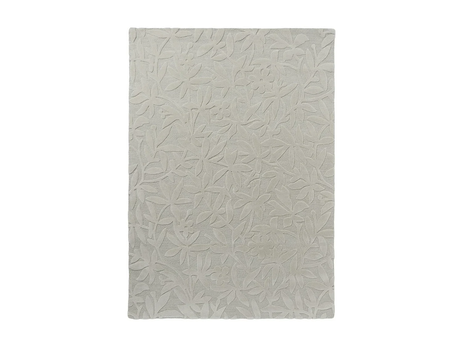 tapis salon 200x280 fait main en laine gris rectangle motif floral CLEAVERS