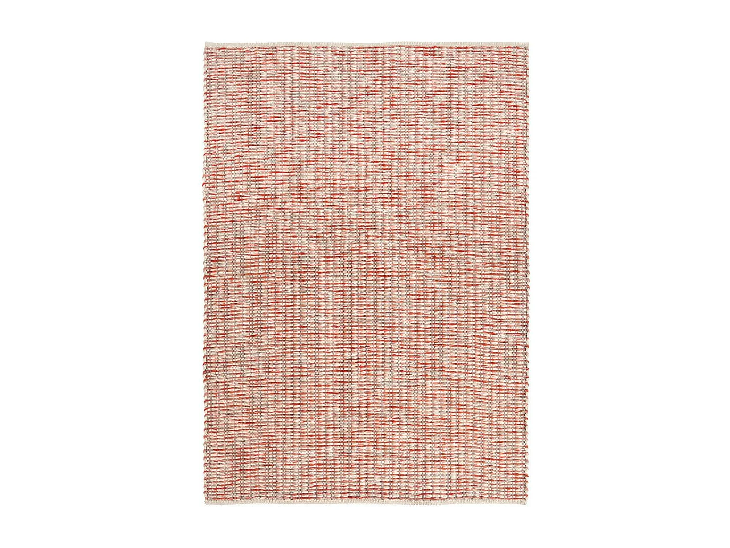 tapis salle de gym 160x230 fait main en laine crème et rouge motif faux uni