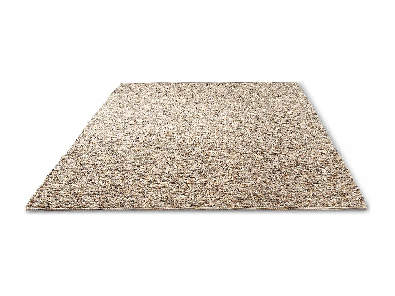 tapis grand salon 250x350 fait main en laine beige et gris motif simple