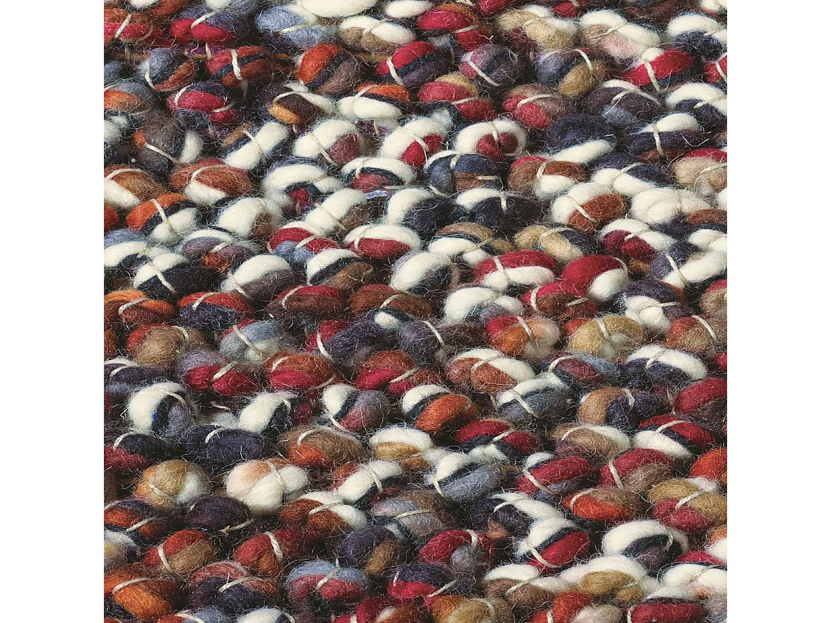 tapis salle à manger 250x350 tissé en laine beige et rouge motif faux uni