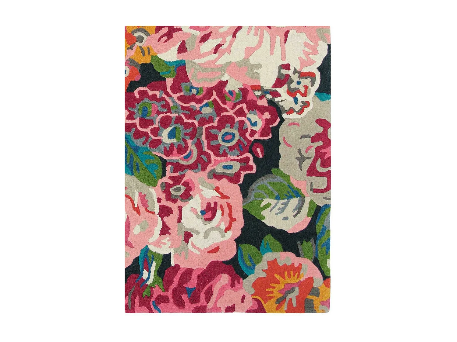 Tappeto da soggiorno e camera da letto fatto a mano in lana con motivo floreale PEONIA