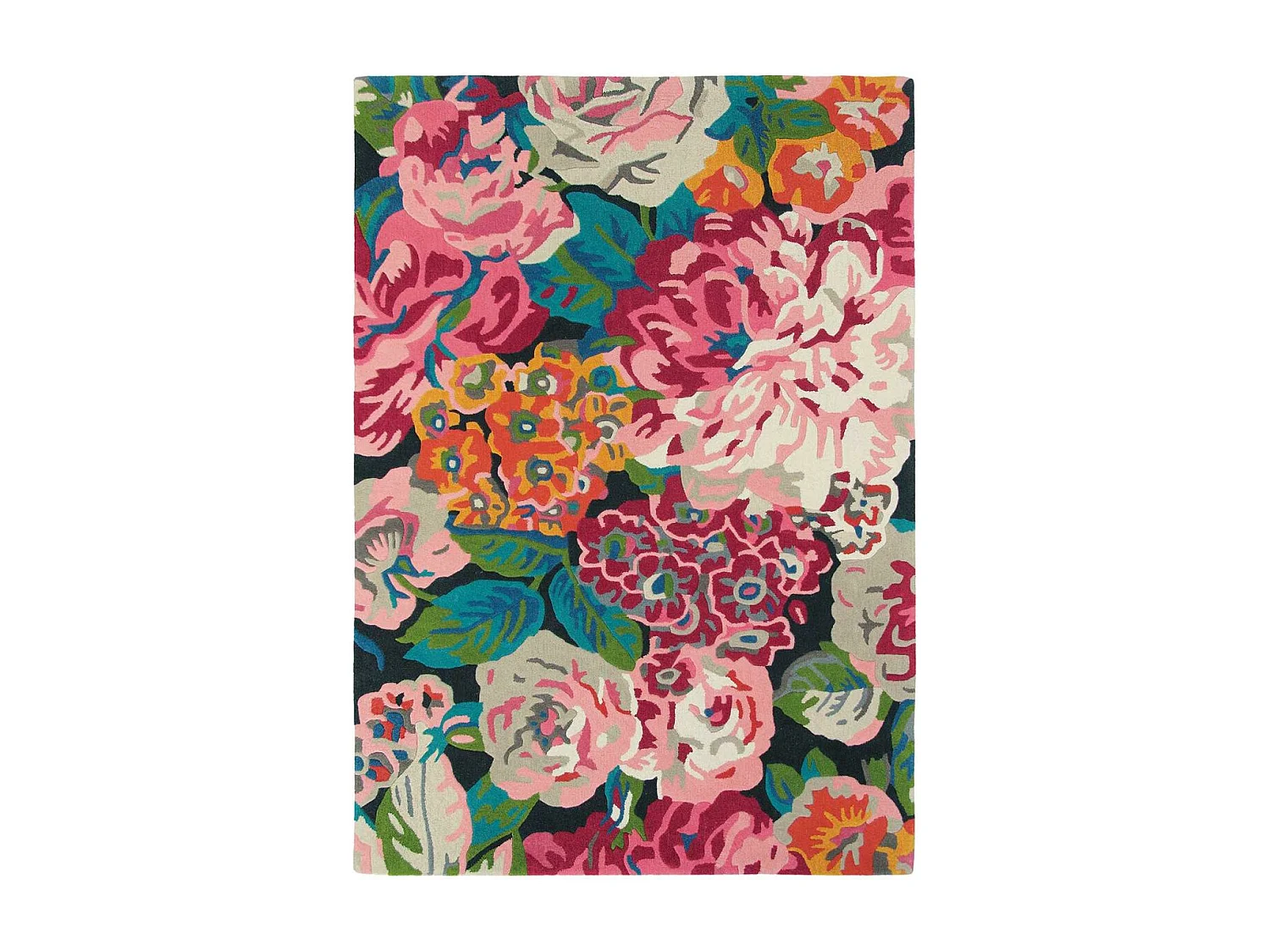 Tappeto da soggiorno e camera da letto fatto a mano in lana con motivo floreale PEONIA