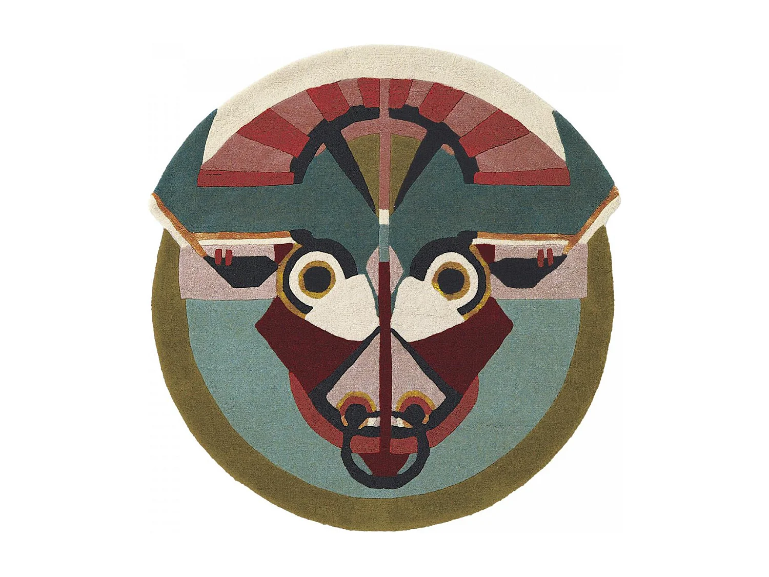 tappeto da ingresso 100x100 realizzato a mano in lana multicolore fantasia affresco