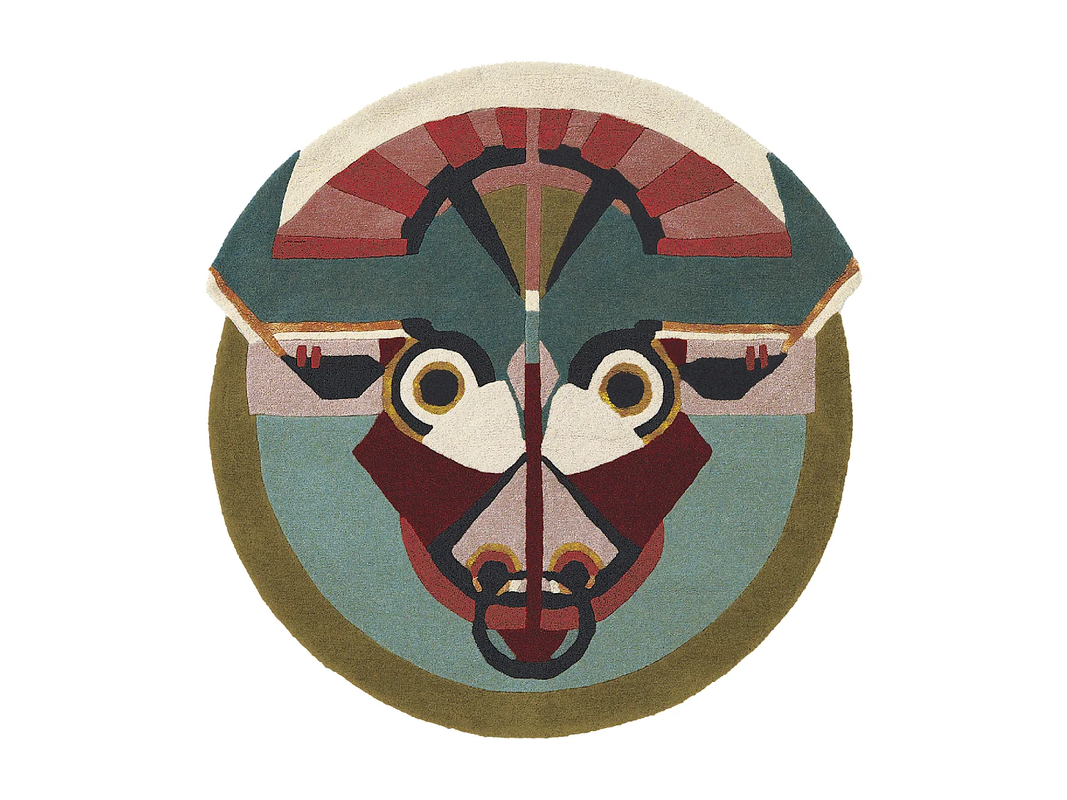 tappeto da ingresso 100x100 realizzato a mano in lana multicolore fantasia affresco