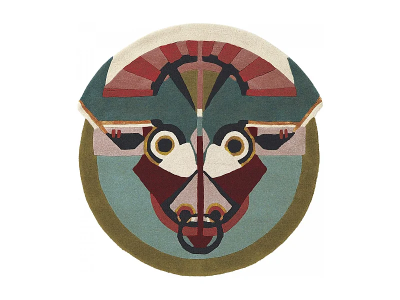 tappeto da ingresso 100x100 realizzato a mano in lana multicolore fantasia affresco