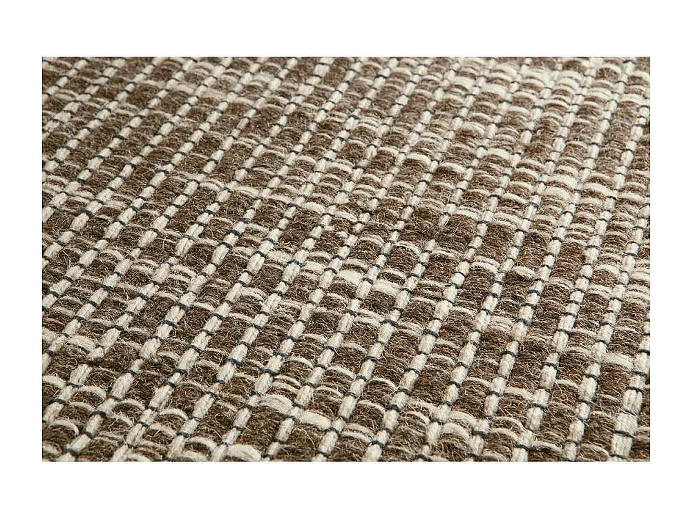 Tapis kilim 140x200 rectangle fait main en laine marron motif uni LOOK 408