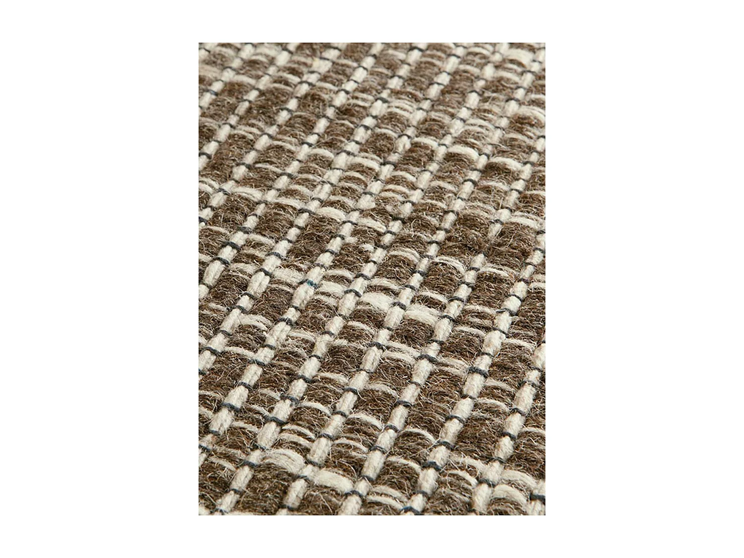 Tapis kilim 140x200 rectangle fait main en laine marron motif uni LOOK 408