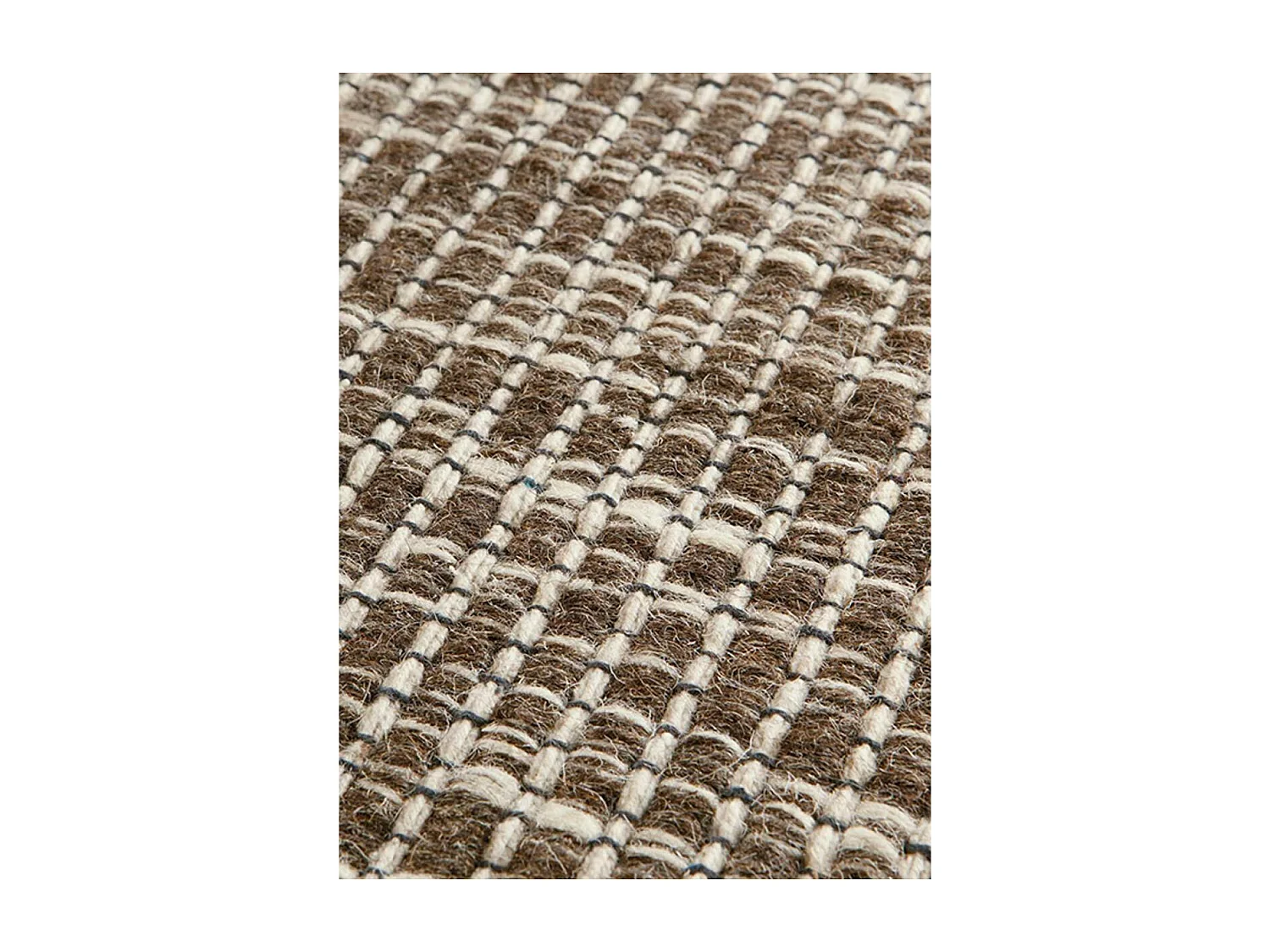 Tapis kilim 140x200 rectangle fait main en laine marron motif uni LOOK 408