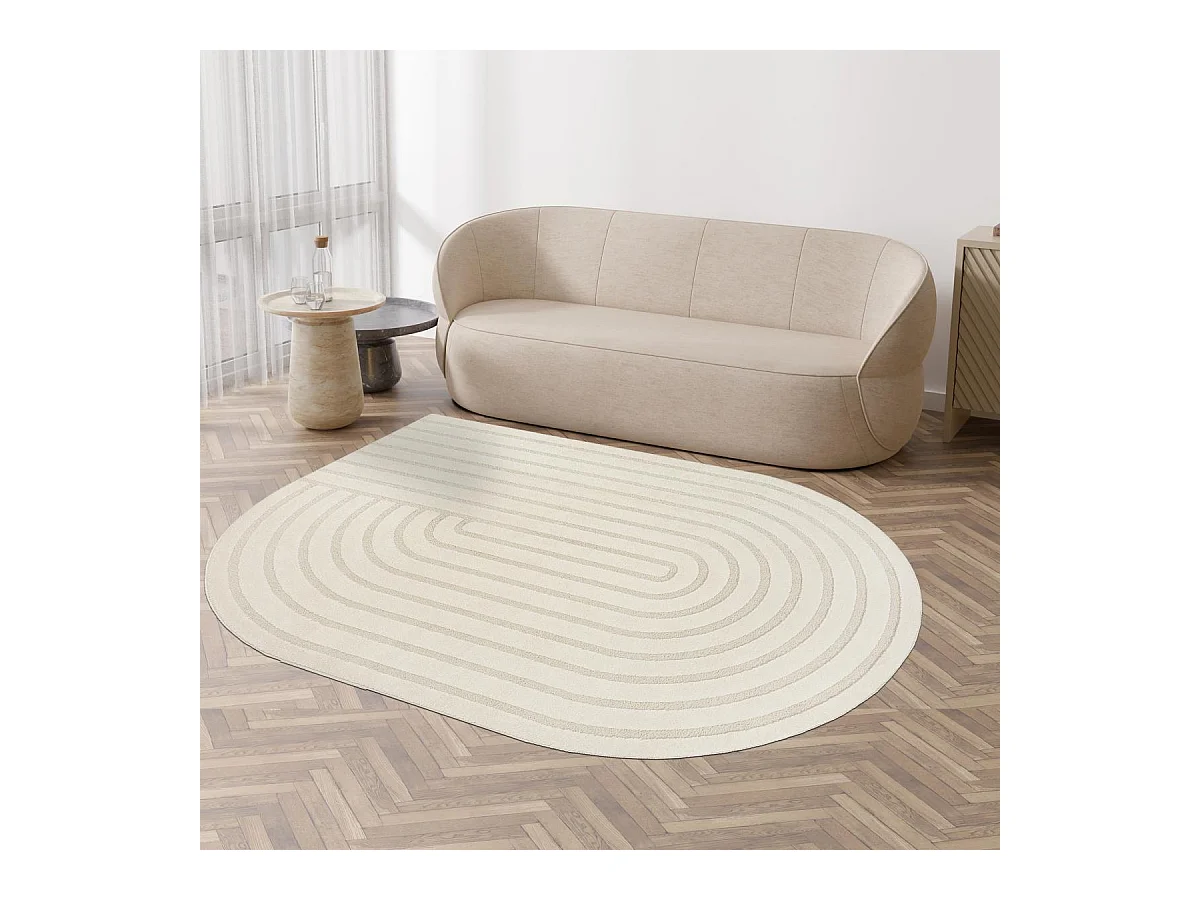 Tapis salon LYN9 SPIRATRO 160x230 cm Crème - Tapis forme original en relief