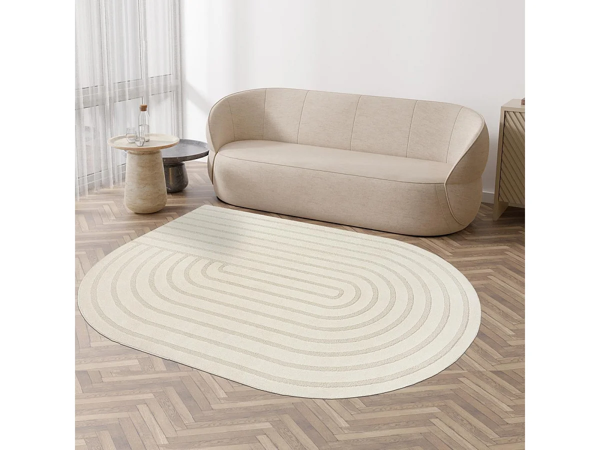Tapis salon LYN9 SPIRATRO 160x230 cm Crème - Tapis forme original en relief