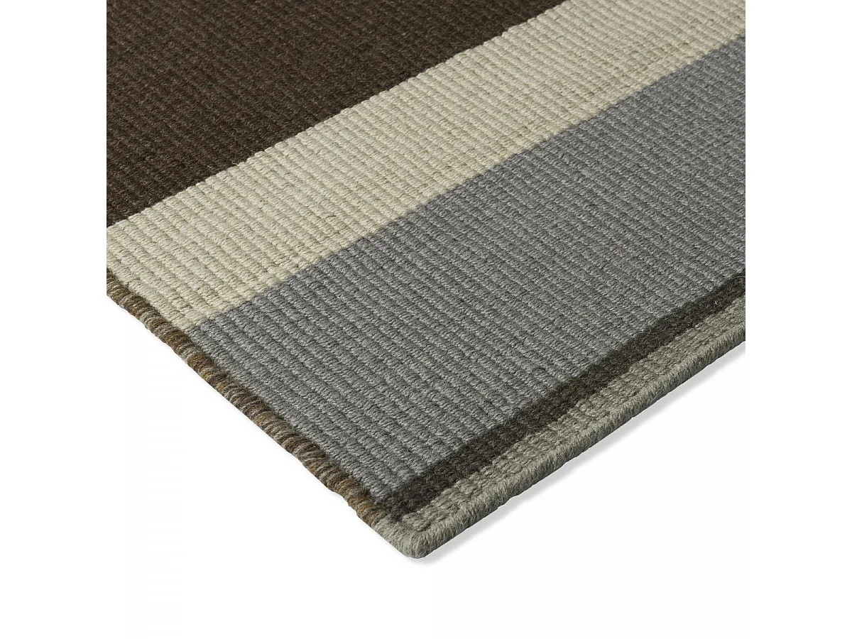 tapis salon 250x350 fait main en laine marron et moutarde motif géométrique