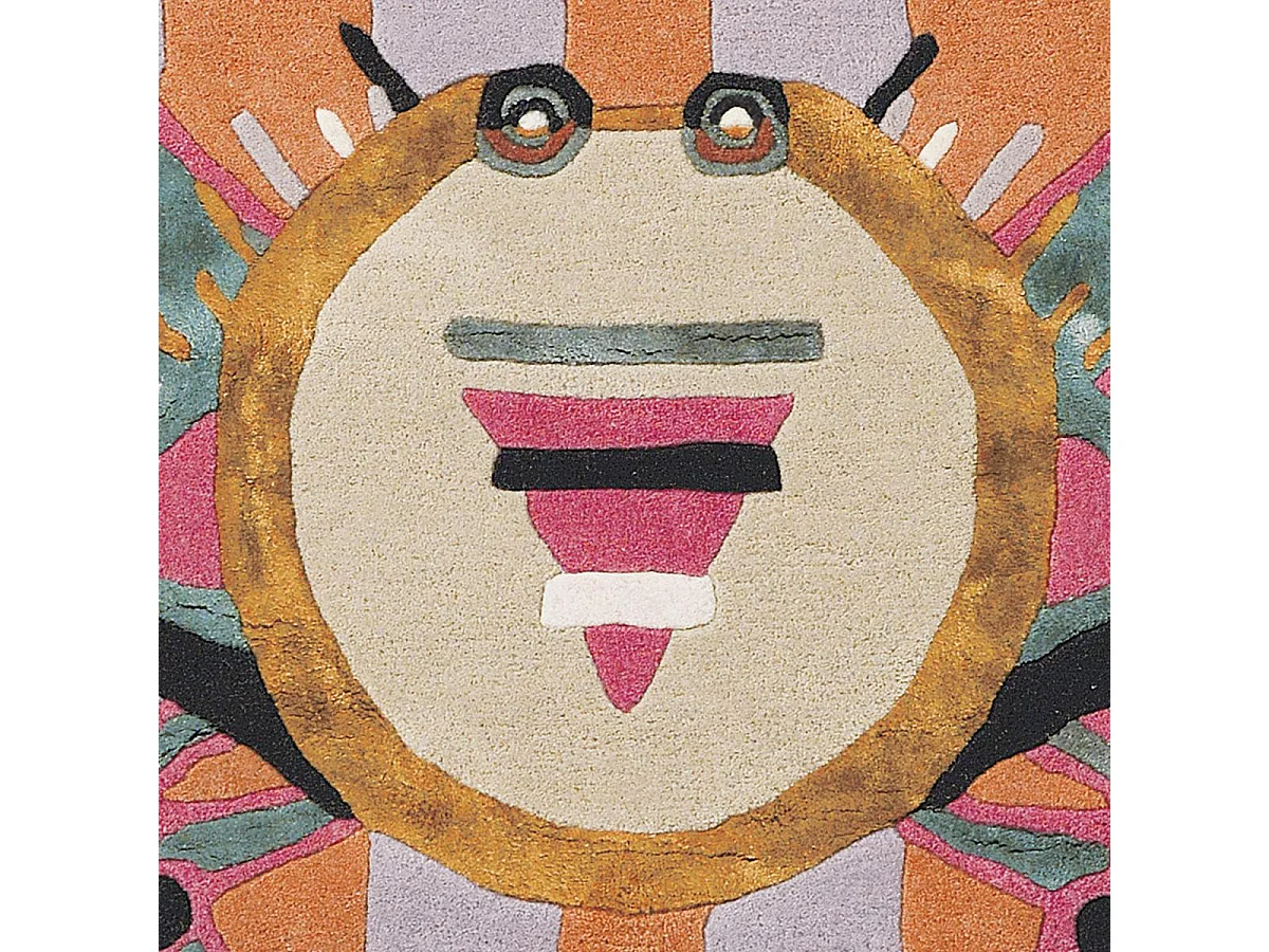 tapis open space 200x200 fait à la main en laine multicolore motif fresque