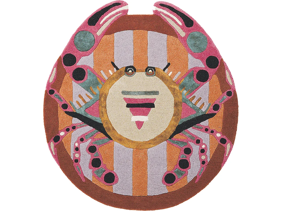 tapis open space 200x200 fait à la main en laine multicolore motif fresque