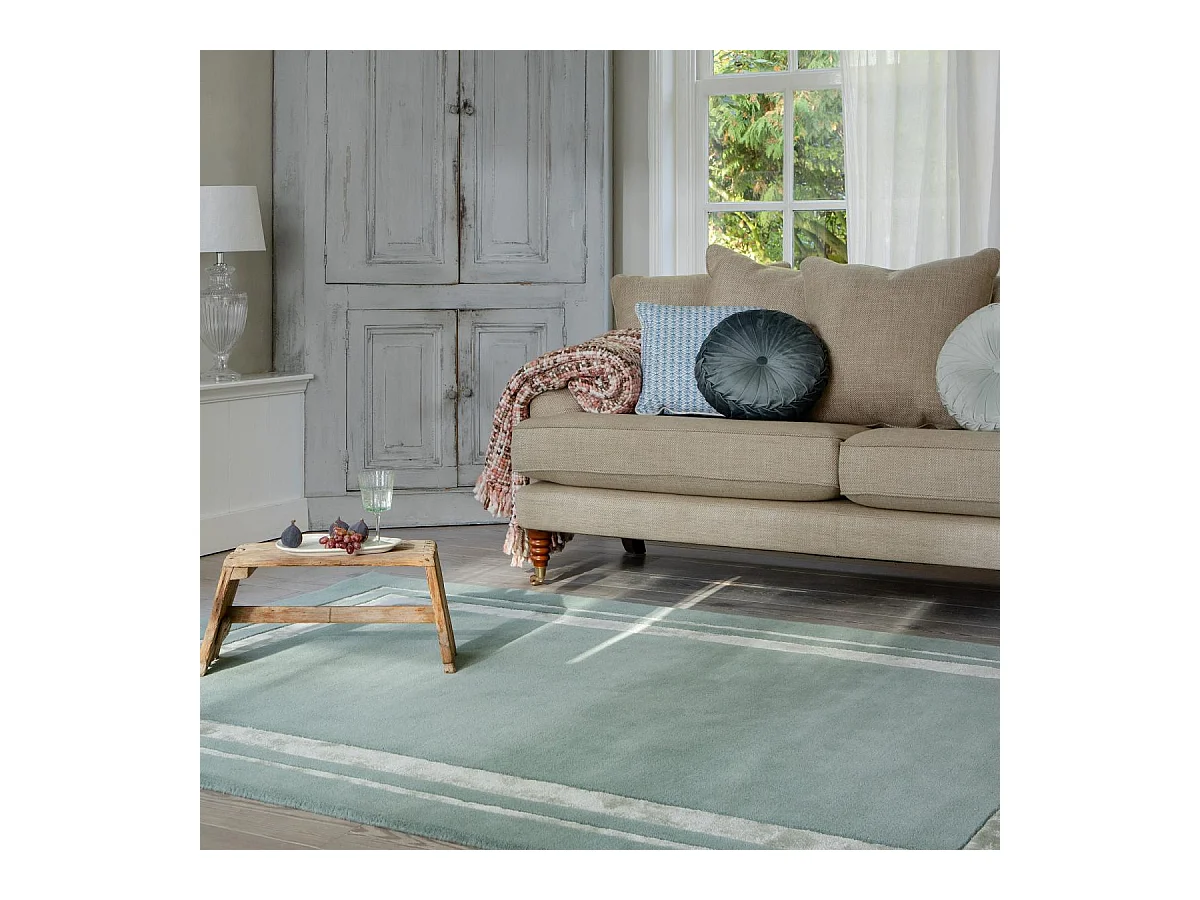 tapis chambre 140x200 fait main en laine vert rectangle motif simple REDOOK