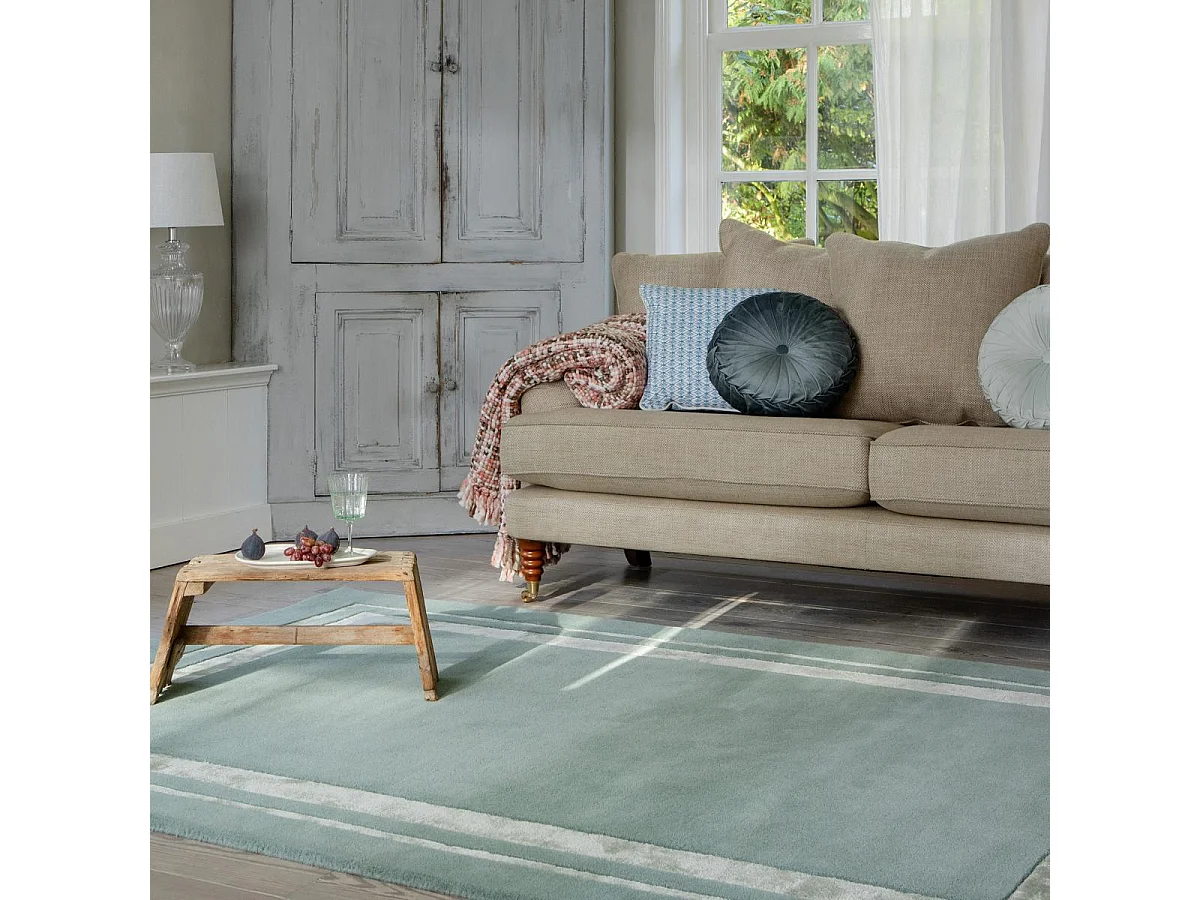 tapis chambre 140x200 fait main en laine vert rectangle motif simple REDOOK