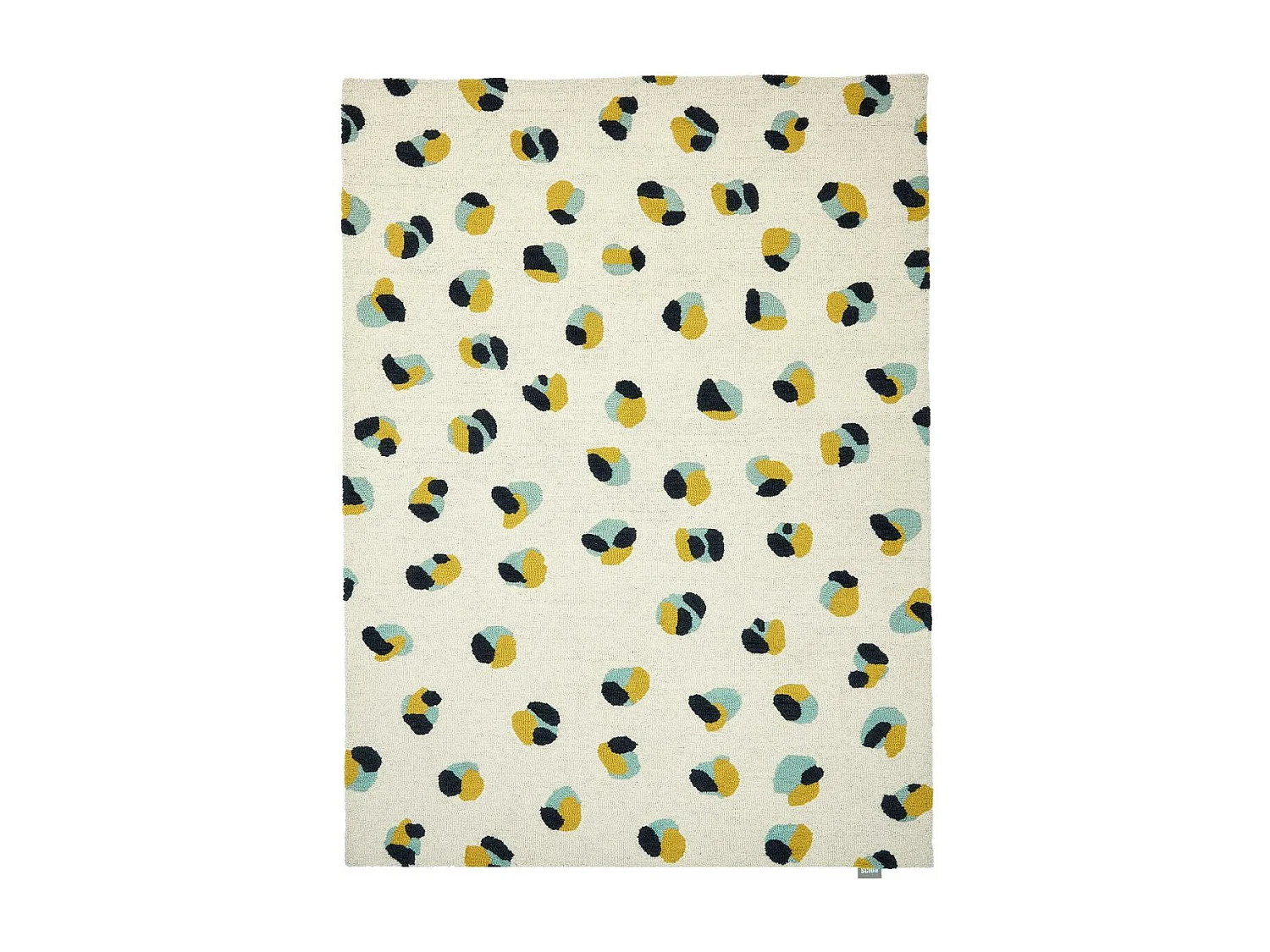 tapis chambre 160x230 fait à la main en laine crème et jaune motif simple