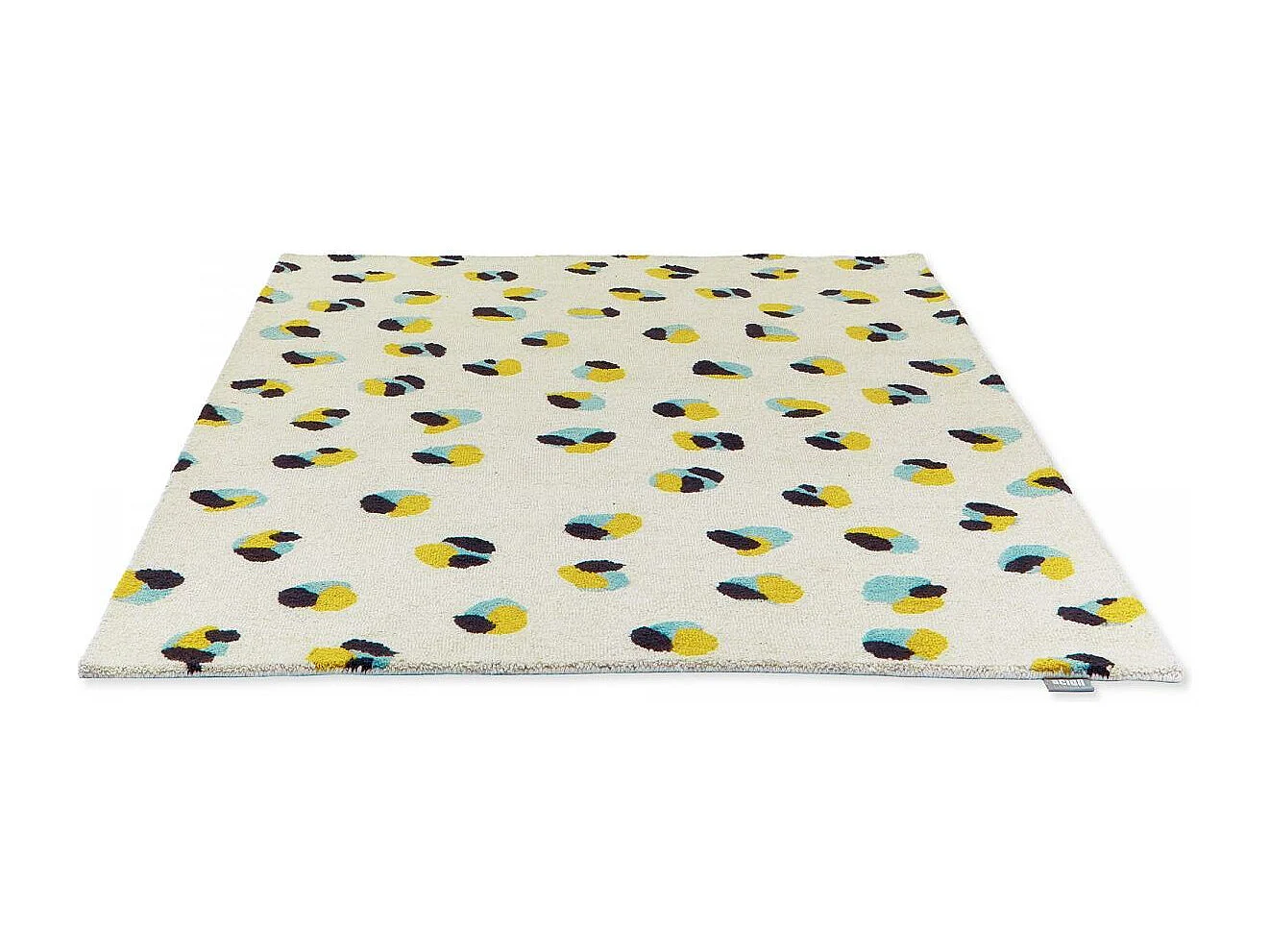 tapis chambre 160x230 fait à la main en laine crème et jaune motif simple