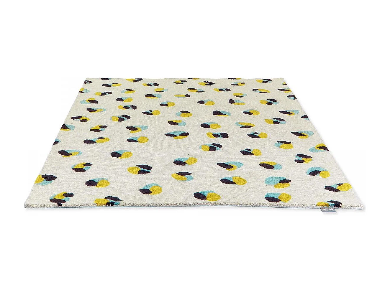 tapis chambre 160x230 fait à la main en laine crème et jaune motif simple
