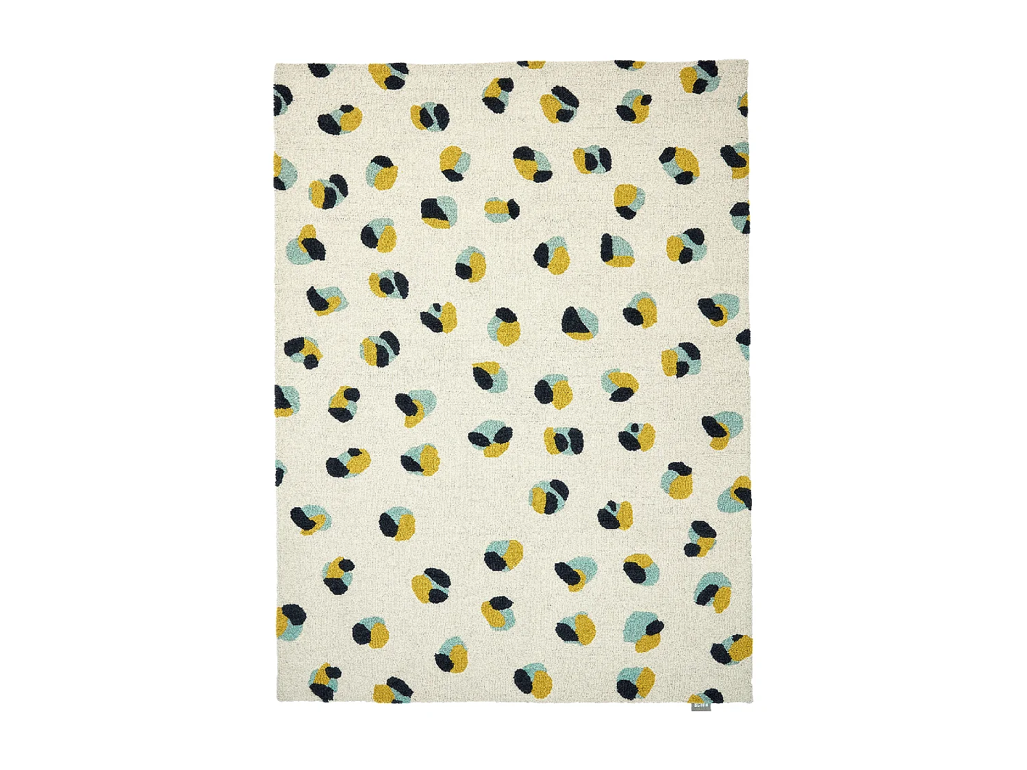 tapis chambre 160x230 fait à la main en laine crème et jaune motif simple