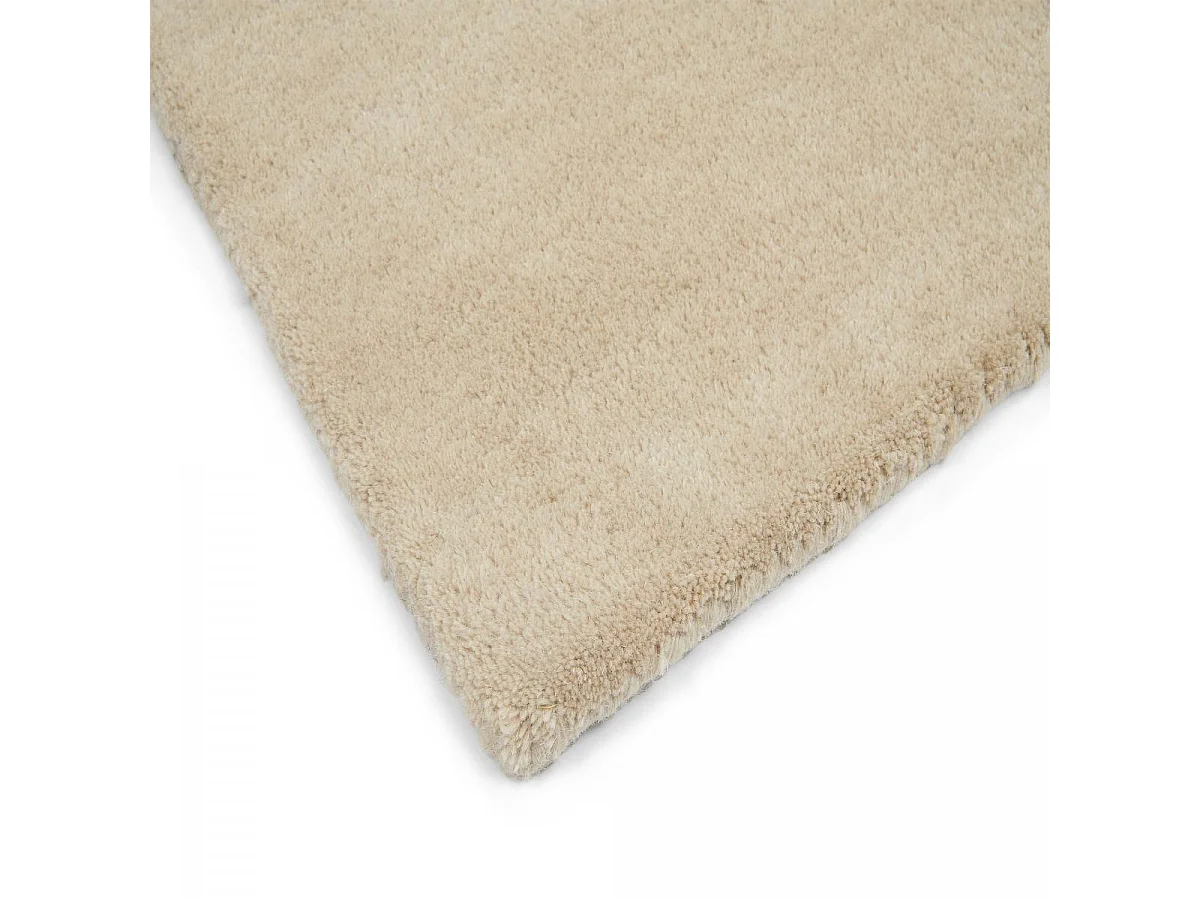 tapis entrée 140x200 fait à la main en laine beige et marron motif floral