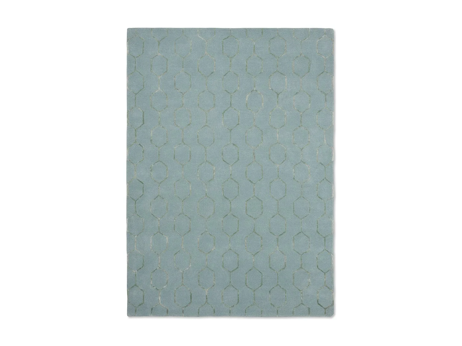 tapis salon 200x280 fait à la main en laine bleu et vert rectangle motif faux uni