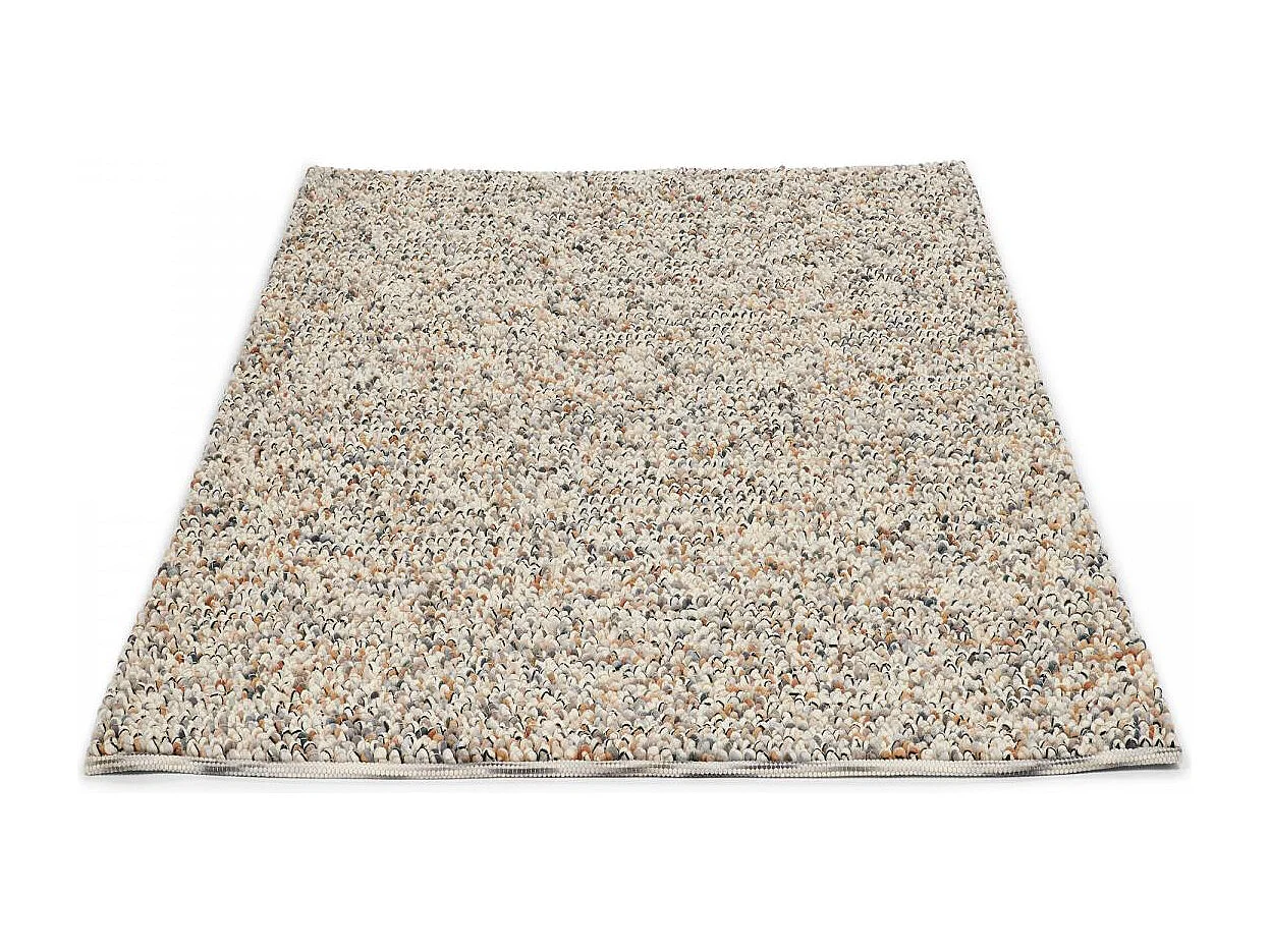 tapis salle à manger 250x350 tissé en laine beige et marron motif faux uni