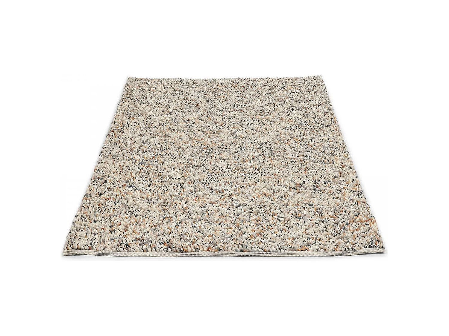 tapis salle à manger 250x350 tissé en laine beige et marron motif faux uni